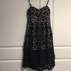 Lace overlay cocktail dress